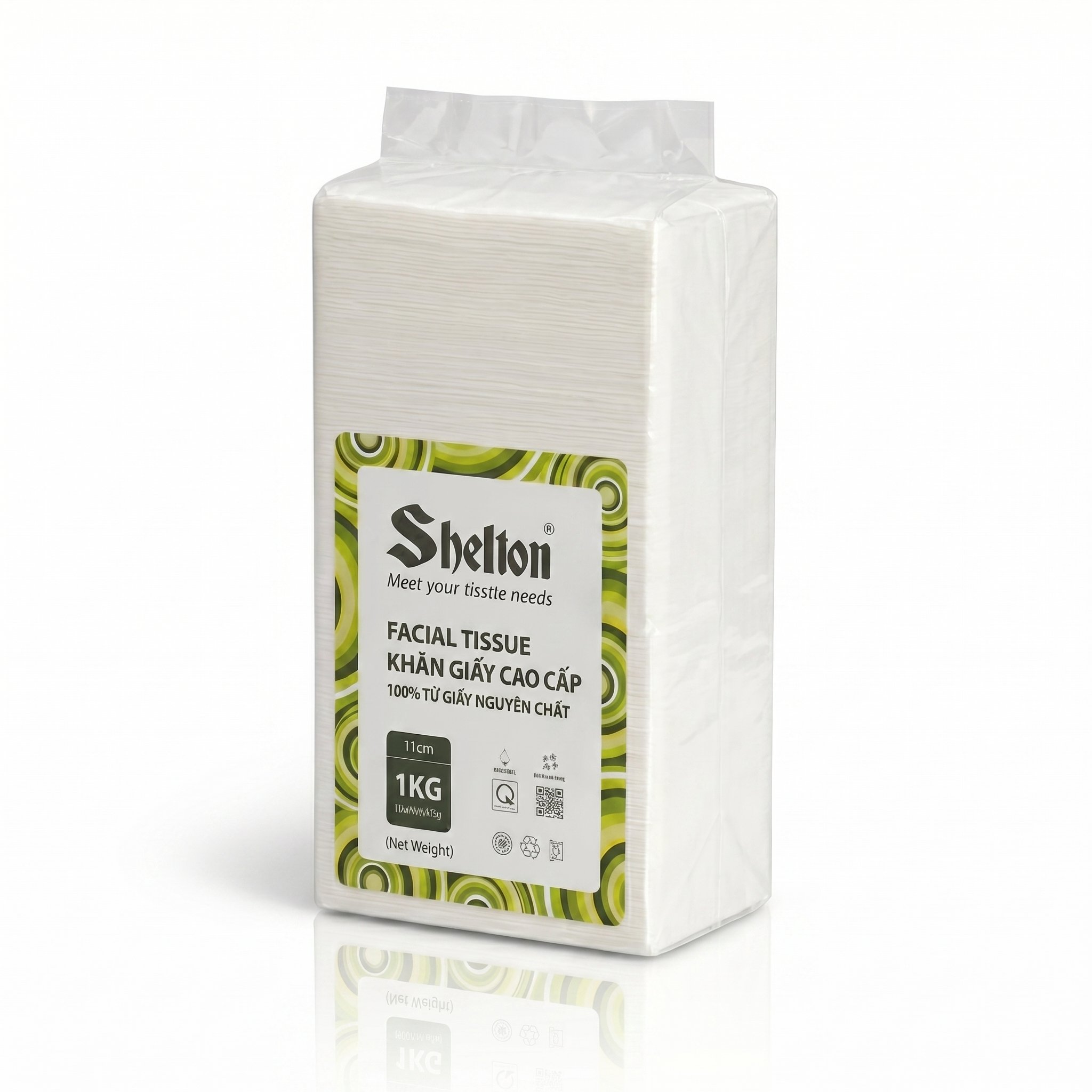 Giấy ăn rút 3 lớp Shelton soft pack xanh lá
