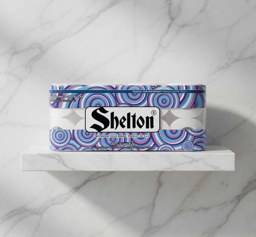 Giấy vệ sinh Shelton hồng 10 cuộn 3 lớp có lõi